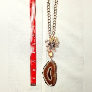 19" Vintage Agate Slice and Beads Necklace 📿